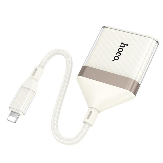 Переходник Hoco UA40 Crystal 2in1 Lightning to SD/TF (0.15m) Apricot | Зображення 2