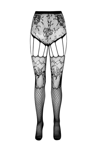 Эротические колготки-бодистокинг Passion ECO S004 white, закрытые трусики, декор, подвязки sexstyle | Зображення 4