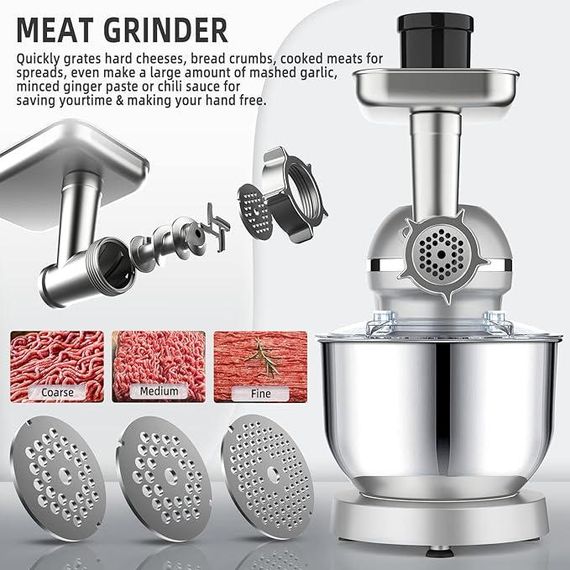 Універсальний кухонний комбайн Homlee 3 в 1, 1800 Вт — тістоміс, міксер, м’ясорубка, соковичавниця 1,5 л, чаша 5,5 л | Зображення 5