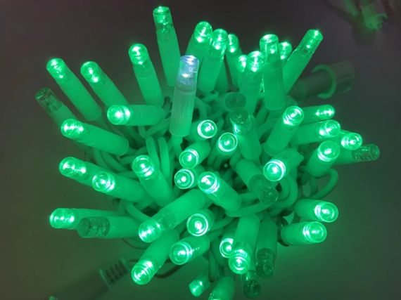 Гірлянда вулична String 10 м 100 LED зелена, білий дріт