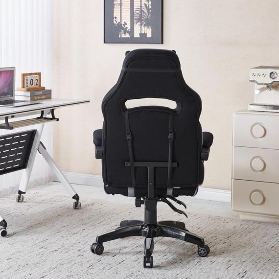 Крісло геймерське з тканини Bonro Бонро B-141 сіре з підставкою для ніг (42401110) | Зображення 4