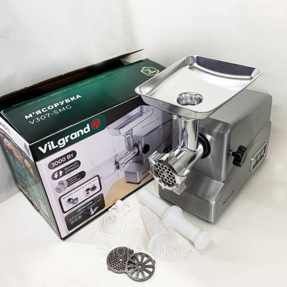Мощная электро мясорубка с насадками ViLgrand V307-SMG 3000 Вт, Мясорубка с мощным двигателем CU-36 | Зображення 5