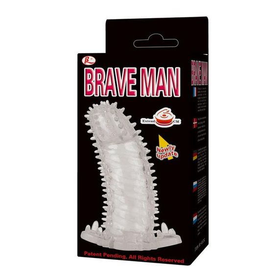Насадка на член Brave Man рельєфна без вибрации Sex Aura | Зображення 1