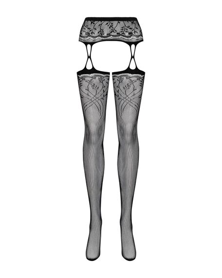 Чулки-стокинги Obsessive Garter stockings S206 Черные S/M/L | Зображення 5