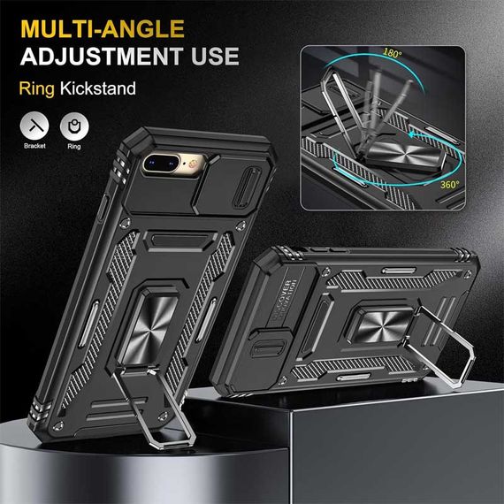 Ударостійкий чохол Camshield Army Ring для Apple iPhone 7 plus / 8 plus (5.5") Чорний / Black | Зображення 1