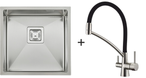 Мийка Quadro 44 Celldecor + Змішувач FKM 3110 Inox Black 8213.401.0041