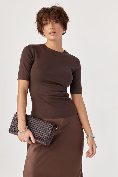 Трикотажна однотонна американка - темно-коричневий цвет, XL (є розміри) | Зображення 4