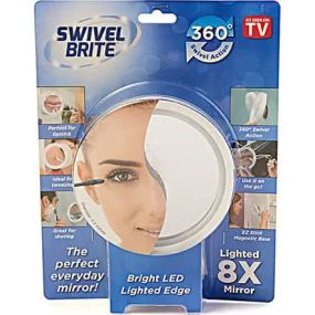 Портативне дзеркало у ванну зі світлодіодною підсвіткою Swivel Brite 360, колір білий