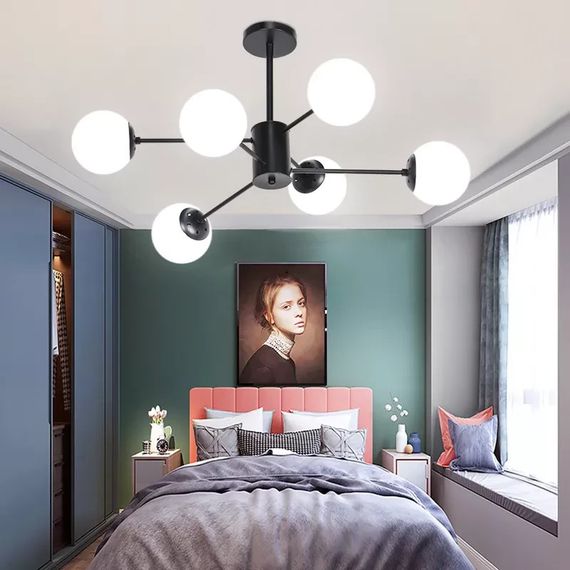 Люстра стельова на 6 лампочок 26223 Чорний 40-70х88х88 см. | Зображення 1