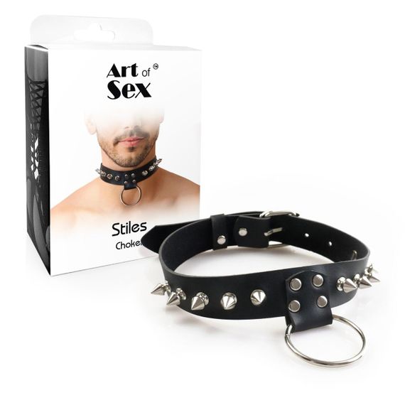 Чоловічий чокер з шипами Art of Sex - Stiles Leather and Spikes sexstyle | Зображення 3