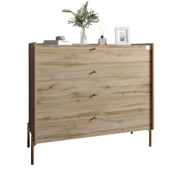 Комод із 4 шухлядами LION Wood із золотими ніжками 100х90х45 см Дуб Аппалачі (LION-042963) | Зображення 1