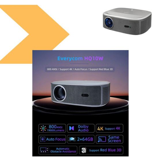 Проектор Full HD 1920x1080 Android 12.0 Everycom QYRA (HQ10W_13999) | Зображення 1