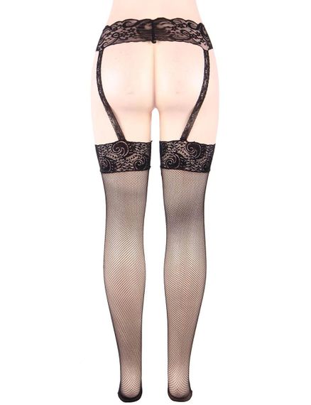 Сексуальные колготки в сеточку с цветочной отделкой Star Night, черный sexstyle | Зображення 3