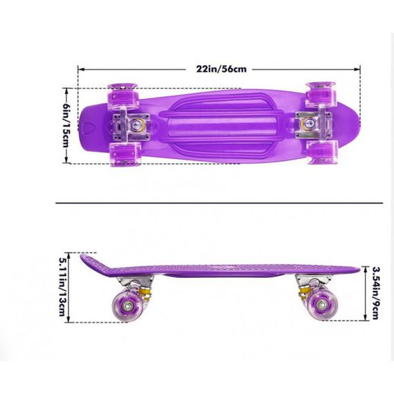 Пенні борд Penny board Дитяча скейт дошка з підсвіткою колес Fish Skateboards | Зображення 3