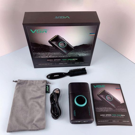 Комплект для стрижки та гоління VGR 2 в 1 V-977-377 Black, акумуляторна машинка з потужністю 7000-9000 RPM, LED-дисплей (45987-_2140)