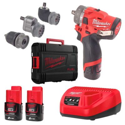 Шуруповерт Milwaukee M12 FPDXKIT-202X, 44Нм, 2x2Ач, 2 насадки, кейс (4933464138)