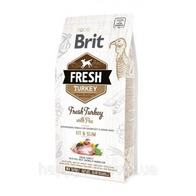 Корм Brit Fresh Turkey/Pea Fit and Slim для пожилых собак и при лишнем весе, индейка/горох, 2.5 кг