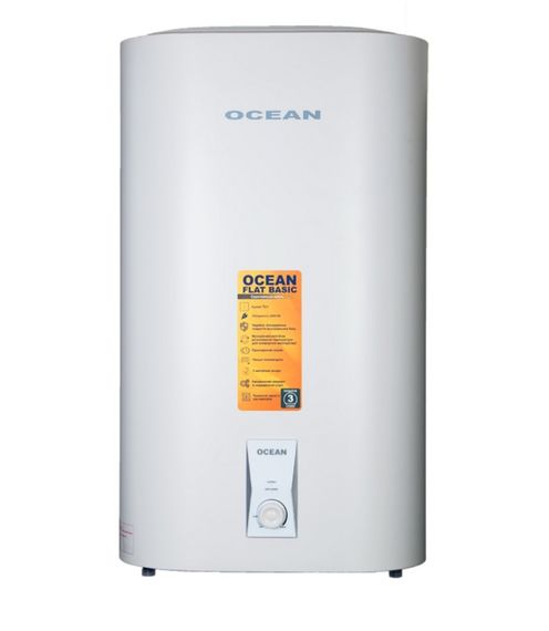 Водонагрівач Ocean FLAT BASIC 100 Л, 2,0 кВт, "сухий", вертикальний, прямокутний, білий (RZB100M ET+DT)
