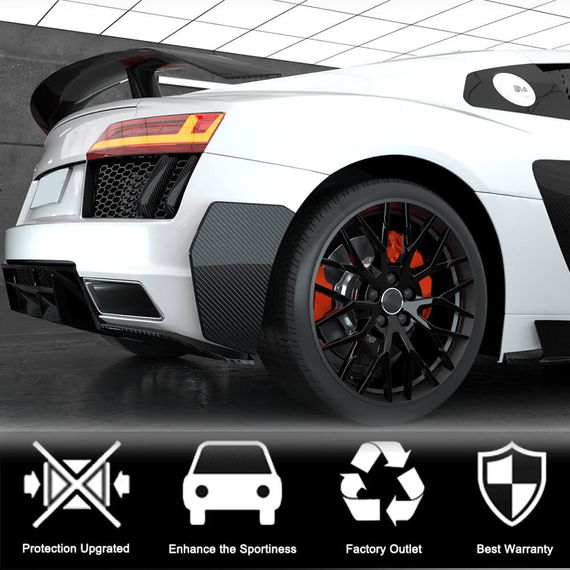 Накладки на задний бампер (2015-2020, Карбон) для Ауди R8 2015- гг | Зображення 2