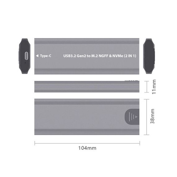 Кишеня зовнішня Dynamode M.2 SSD NVMe/SATA combo USB3.1 GEN2 USB-C (DM-CAD-SSD05) | Зображення 4