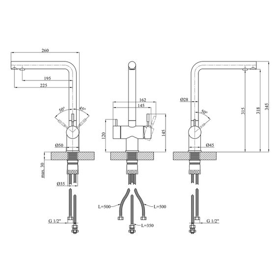 Змішувач для кухні Kroner KRM Edelstahl Klassisch - ESG03811 (CV027932) | Зображення 1