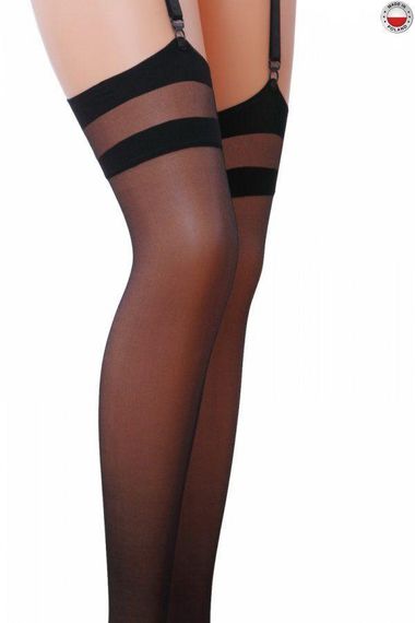 Класичні панчохи під пояс із подвійною резинкою Passion ST002 5 nero sexstyle