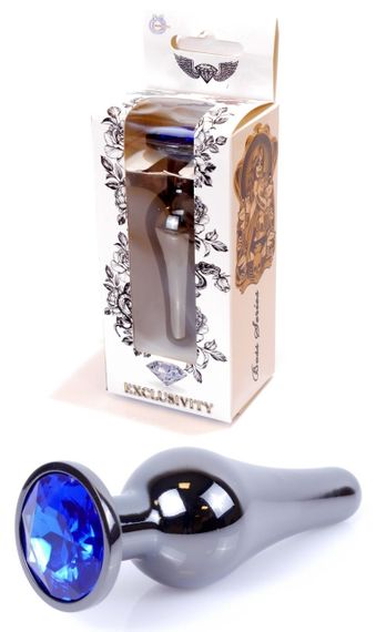Анальний затор Boss Series - Jewellery Dark Silver BUTT PLUG Blue, BS6400059 sexstyle