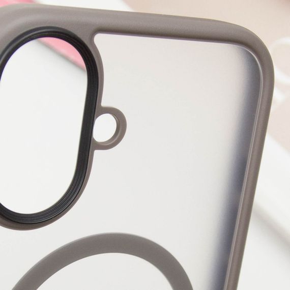 TPU+PC чохол Metal Buttons with MagSafe для Apple iPhone 16 (6.1") Сірий | Зображення 5