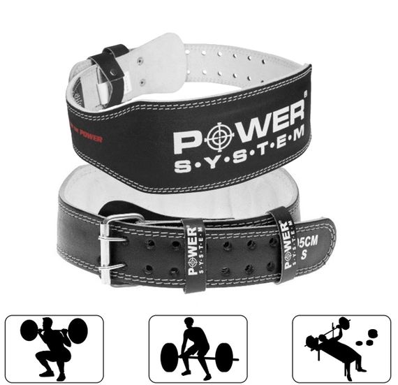 Пояс для важкої атлетики Power System PS-3250 Power Basic шкіряний Black S | Зображення 1