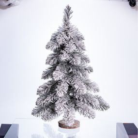Штучна міні ялинка "Снігова королева" засніжена на дерев'яній підставці 55 см SOK-M-05-2