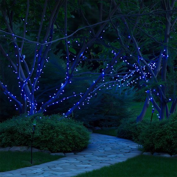 Новорічна гірлянда вулична 50 м 500 LED з сонячною батареєю чорний провід Синій SB500L50MBBL | Зображення 2