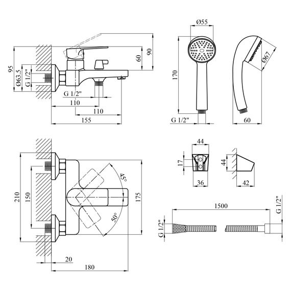 Змішувач для ванни Agua Merida - C060 (CV035427) | Зображення 7