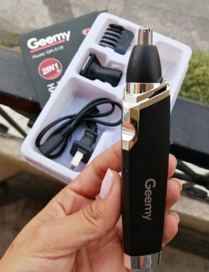 Аккумуляторный триммер Geemy GM-3110 2в1 для стрижки волос носа ушей Черный | Зображення 2