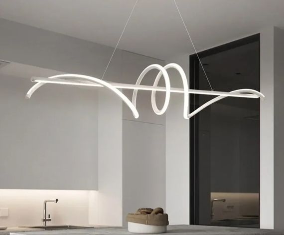 Люстра світлодіодна підвісна LED світильник для квартири на стелю лед 27359 Білий 30-110х20х100 см. | Зображення 8