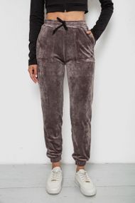 Штаны женские велюровые  -уценка, цвет коричневый, 238R57862-U-1
