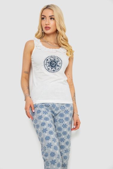 Пижама женская с принтом  -уценка, цвет молочный, 243R1484-021-U-4 | Зображення 1