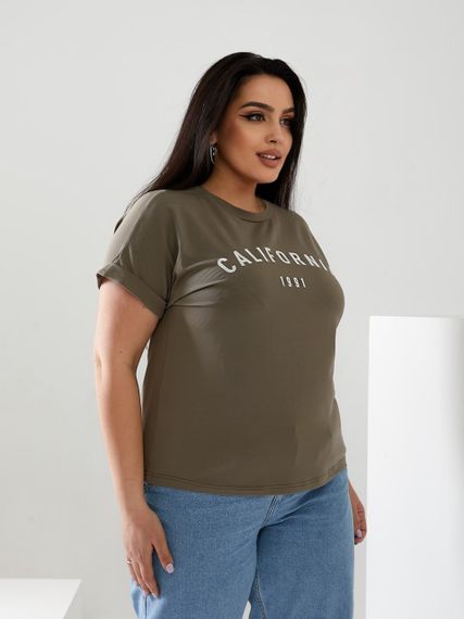 Жіноча футболка California колір світлий хакі р.52/54 432463 | Зображення 1