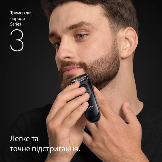 Тример для вусів та бороди Braun Beard Trimmer Series 3 BT3500 2 Вт чорний | Зображення 1