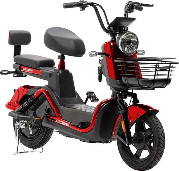 Электроскутер Crosser CR-2 800W 60V 24Ah, электровелосипед до 55 км/ч, графеновый аккумулятор, 2 места Красный