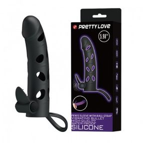 Насадка на член - Pretty Love Penis Sleeve With Ball Strap 5.98" Black Sex Aura