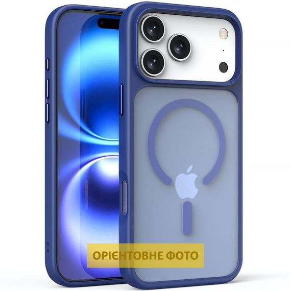 TPU+PC чохол Metal Buttons with MagSafe для Apple iPhone 17 Air (6.5") Синій / Navy Blue