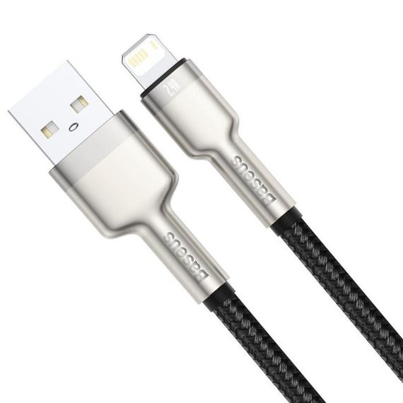 Дата кабель Baseus Cafule Metal USB to Lightning 2.4A (2m) (CALJK-B0) Black | Зображення 3