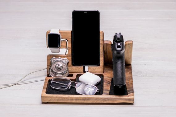 Органайзер-держатель для пистолета, iPhone и часов Apple «Police iWatch» с логотипом