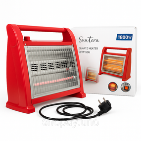 Кварцевый обогреватель Suntera QHW‐106 - 1800W, инфракрасный, 2 режима, термостат, вентилятор, увлажнитель, красный