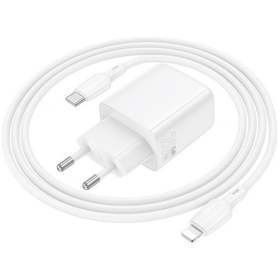 СЗУ Borofone BN27 Fuente PD20W+QC3.0 (1USB-A/1C) + кабель Type-C to Lightning White | Зображення 4