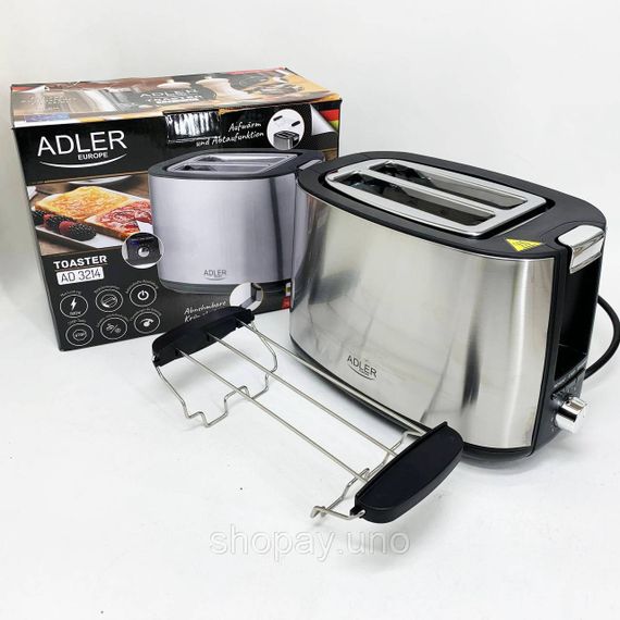 Тостер с регулятором Adler AD 3214 900Вт, Электро тостер Кухонный для тостов EU-23 | Зображення 7