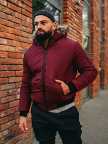 Куртка с мехом бордо S M