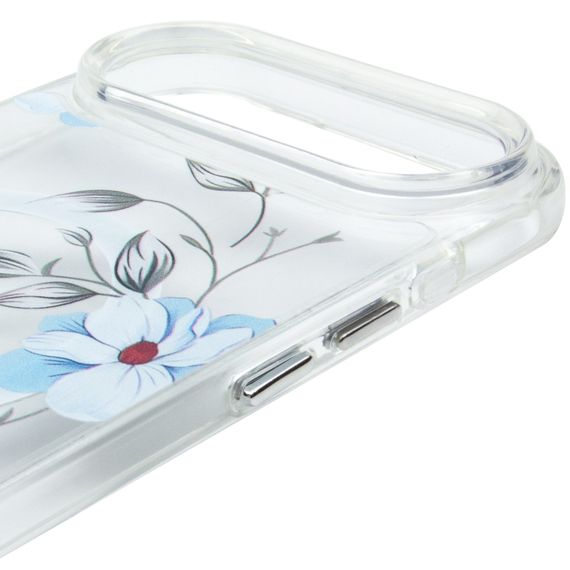 TPU+PC чохол Clear Garden with Magnetic Fit для Apple iPhone 17 Air (6.5") Blue Blossom | Зображення 3