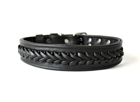 Нашийник на середню,велику собаку  з плетінням на обхват шиї 41-60 см