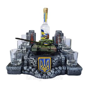 Штоф "Український танк Т-64 БВ" №2 декоративна підставка для алкоголю, тематичний Міні Бар